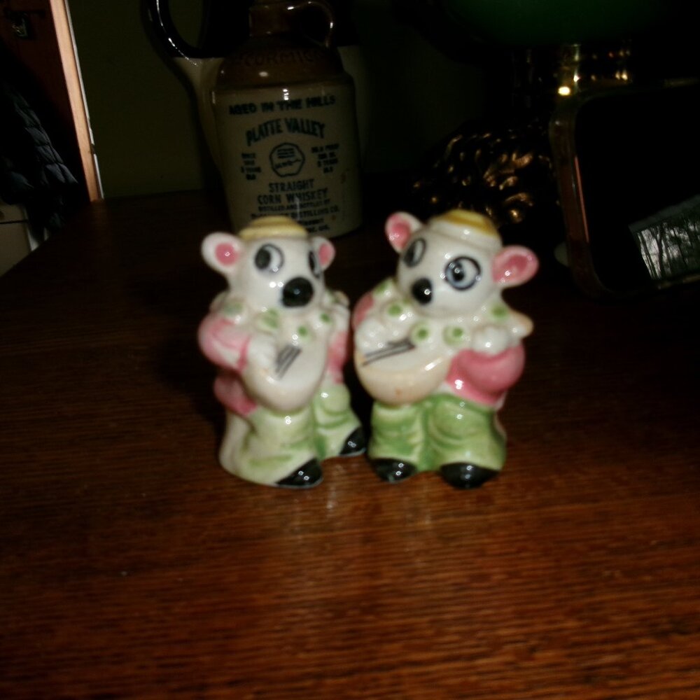 vtg cute mice salt pepper shakers 50s Japan